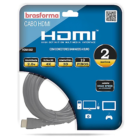 Cable HDMI 2.0.V 4K - 3D Ready - 2 mts
