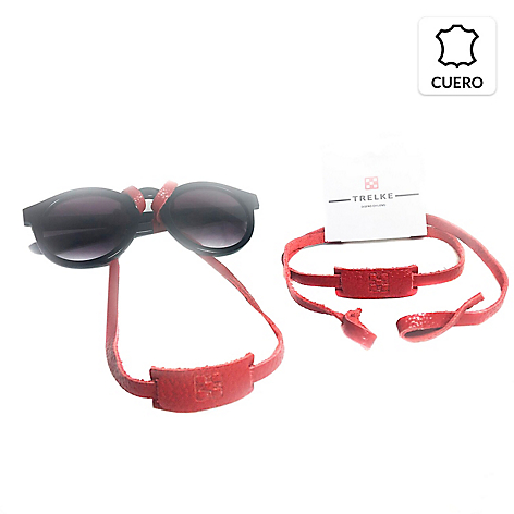 Sunglasses Strap Cuero Natural Rojo