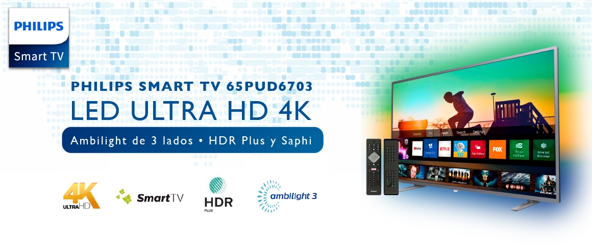 LED 65 pulgadas UHD 4K Smart tv Philips Ambilight 65PUD6703