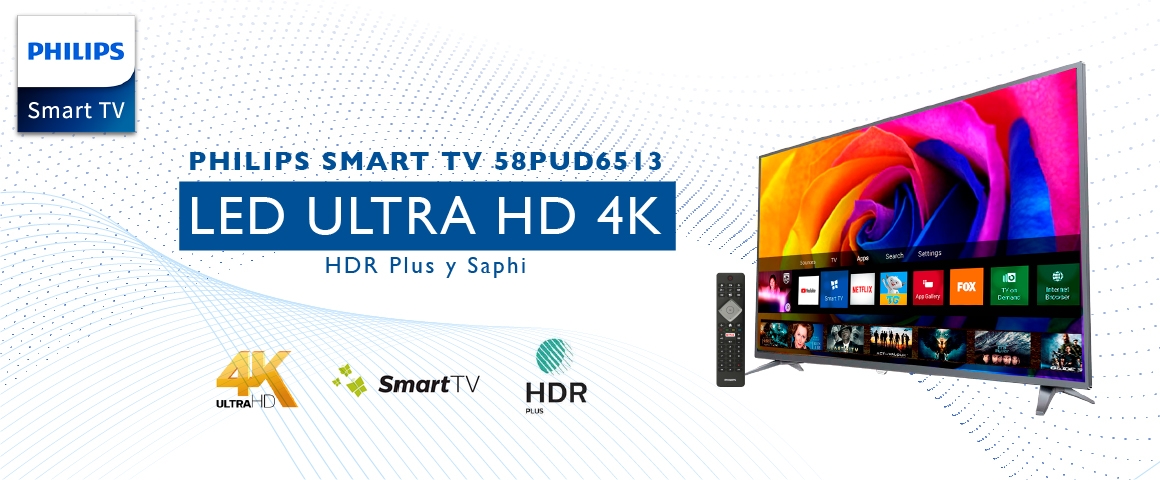 LED 50 pulgadas UHD 4K Smart tv Philips 58PUD6513