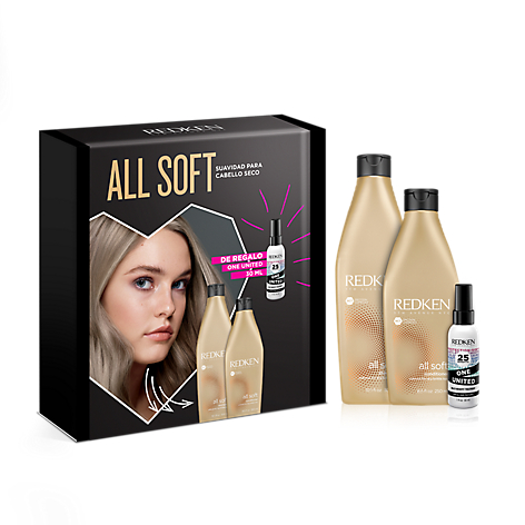 Set All Soft Shampoo 300 ml y Acondicionador 250 ml + Regalo One United 30 ml