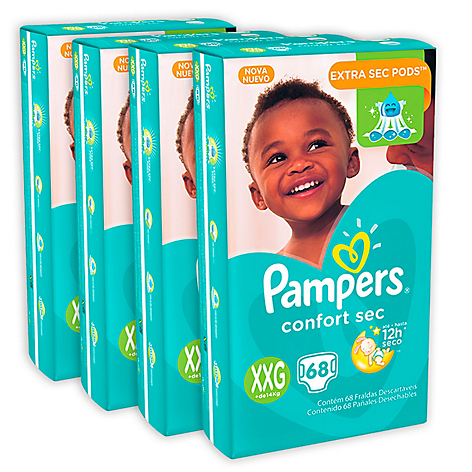 Pack X4 Pampers Confort Sec XXG 68