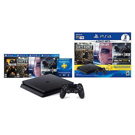 Combo Sony Consola PS4 1TB Hits5 DG/DETR/R6 + Call Of Duty Black OPS 4
