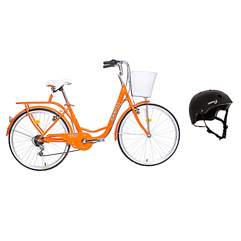 Bicicleta City Rider Naranja + Casco Urbano Negro