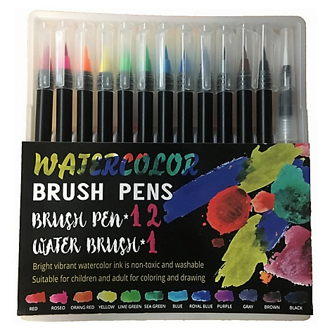Set marcadores watercolor brush x 12 uds punta pincel