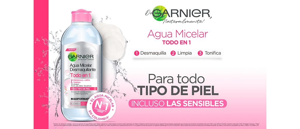 agua micelar micelar solucion loreal garnier limpieza desmaquillante maquillaje natural limpiador facial impurezas removedor 