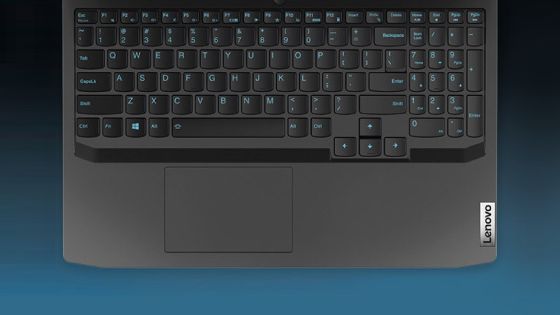 ideapad 3 gaming 3 desplegado vista cenital del teclado fondo azul