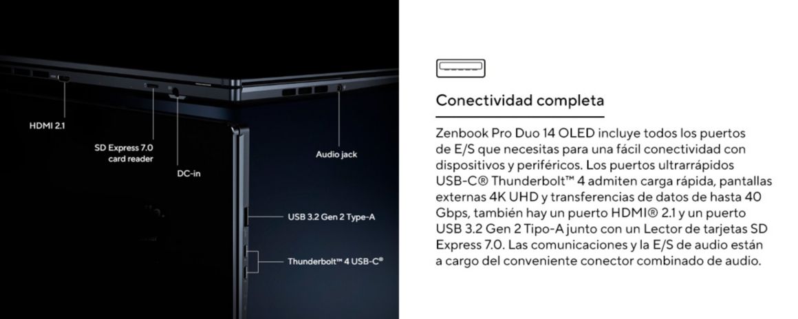 Conectividad ASUS Zenbook 14 Duo OLED
