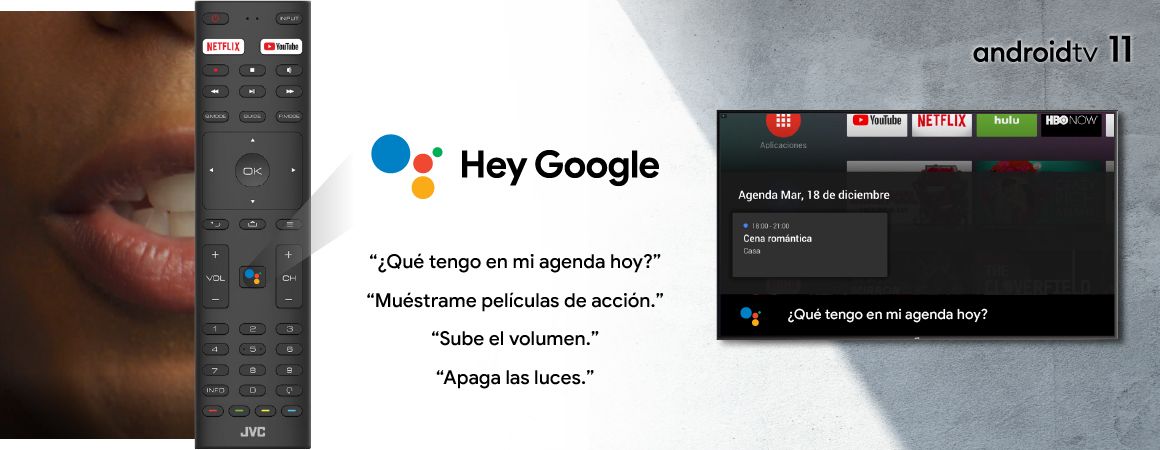 Control remoto con micrófono, google assistant, control por voz