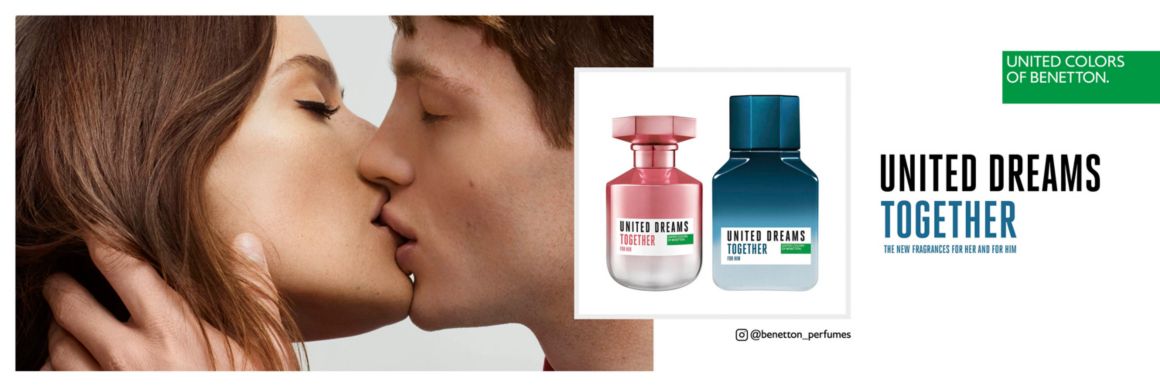 Benetton, perfume, colonia, amaderado, especiado, beso, amor, united dreams, together.