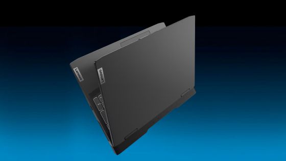 Laptop IDEAPAD GAMING 3 gris oscuro vista cenital semi-abierto