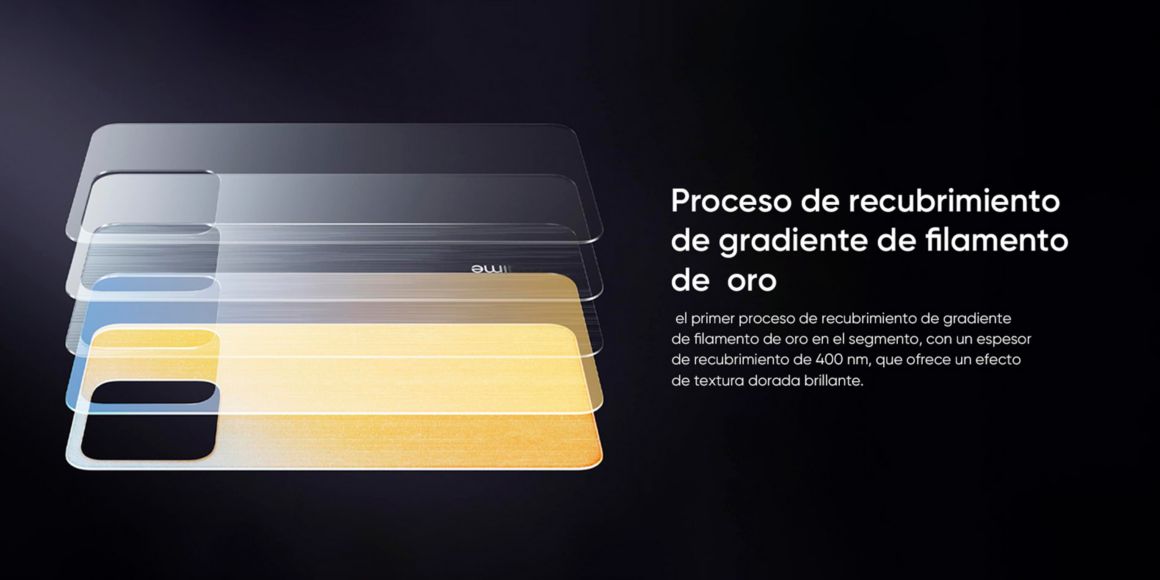 smartphone, celular, realme c53, realme, diseño campeon , gradiente filamento de oro