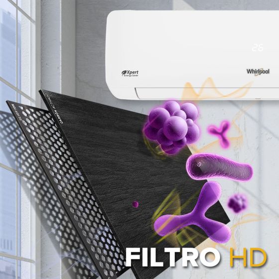 8371147 Minisplit Whirlpool con FiltroHD que elimina el 99.9 porciento de bacterias.
