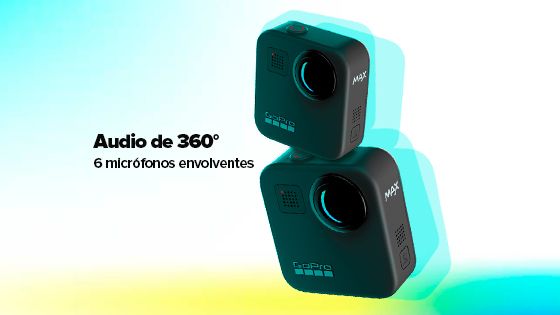 La GoPro MAX es una diversión total, logra fotos y videos totalmente circulares y para hacer el junte perfecto el audio de tus video va acorde a lo que grabas es decir también será en 360° gracias a sus 6 micrófonos.