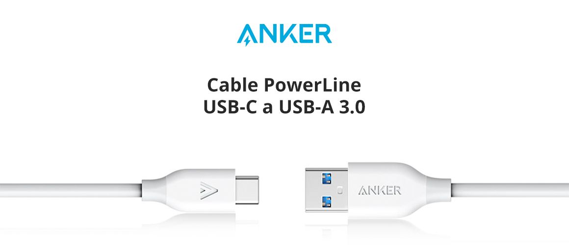 Cable PowerLine USB-C a USB-A 3.0 Negro