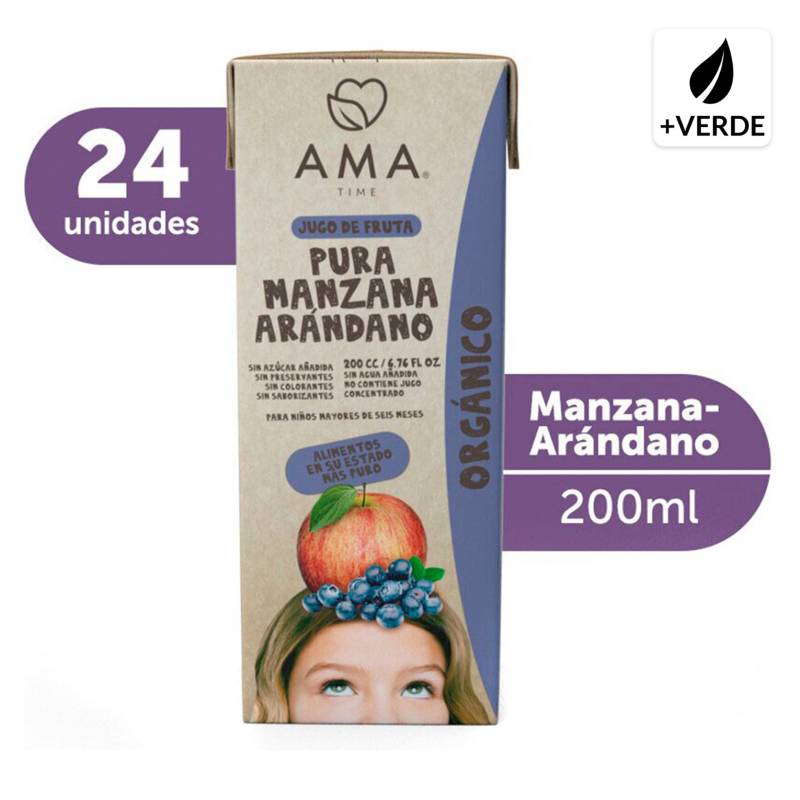 AMA - Jugo Manzana Arándano Orgánico 24x200cc
