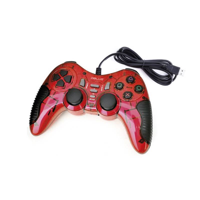 DBLUE - Joystick Gamer D-Shock USB Para PC Rojo
