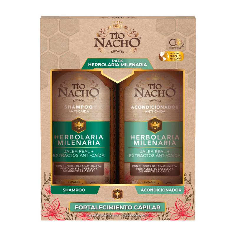 TIO NACHO - Pack Tío Nacho Herbolaria 01 Shampoo + 01 Acondicionador C/u 415 Ml.
