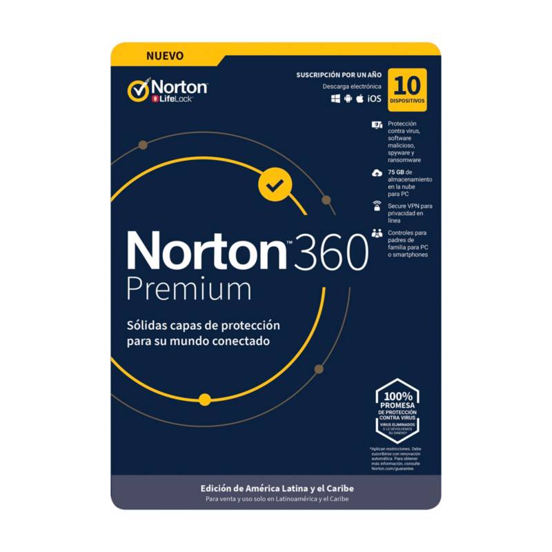 NORTON - Norton® 360 Premium 10 Dispositivos 1 Año