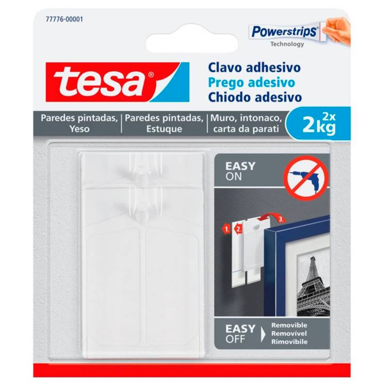 TESA - 2 Clavo Adhesivo Para Papel Mural, Yeso 2 kg Tesa