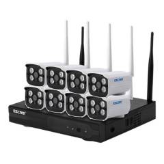 ESCAM - Kit Nvr Sistema 8 Cámaras De Seguridad Wifi Wnk803 3MP