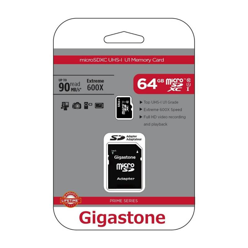 GIGASTONE - Gigastone Micro Sd 64Gb Clase 10 Mas Adaptador