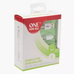 ONE FOR ALL - Cable Micro Usb 3 Metros Blanco cc3315 One For All