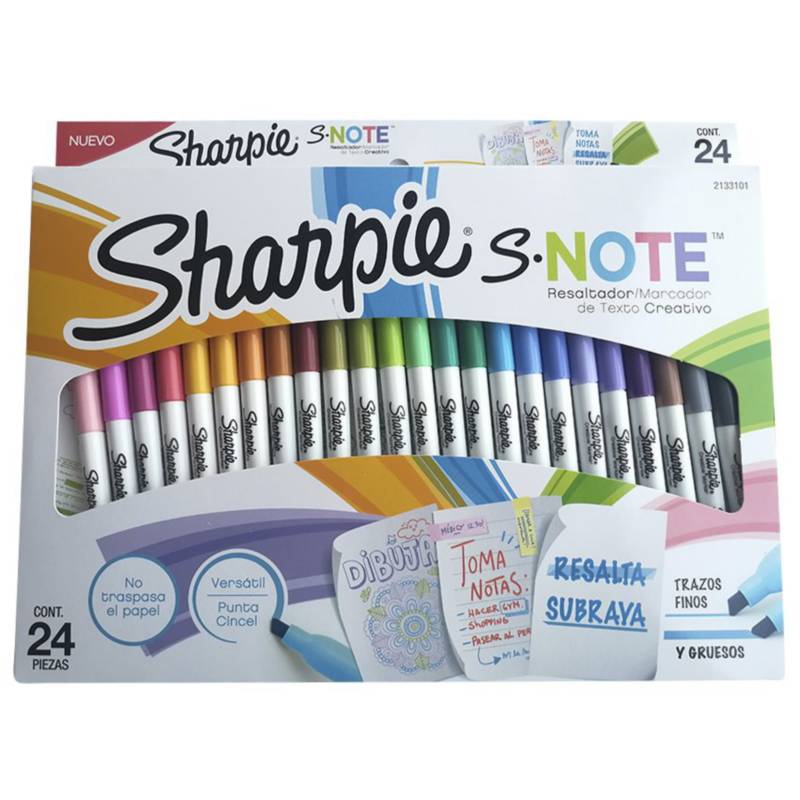 SHARPIE - Plumones marcador resaltador sharpie s.note 24 punta cincel