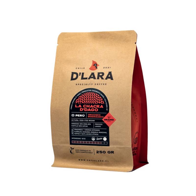 CAFE DLARA - Café en Grano 250g La Chacra DDago - Biodinámico y Orgánico del Perú