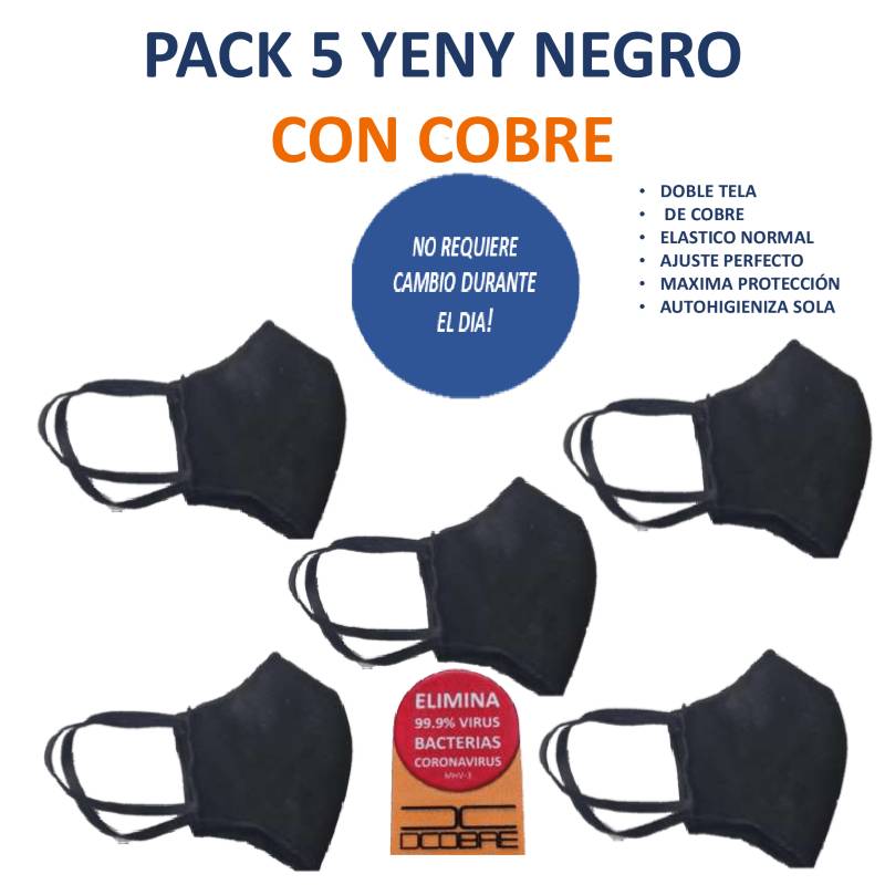 GENERICO - Pack 5 unid. Modelo Yeny color negro con cobre