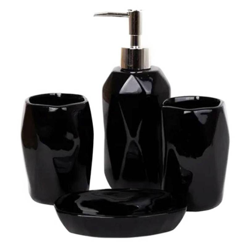 Conjunto de accesorios de baño en cerámica negro Coro