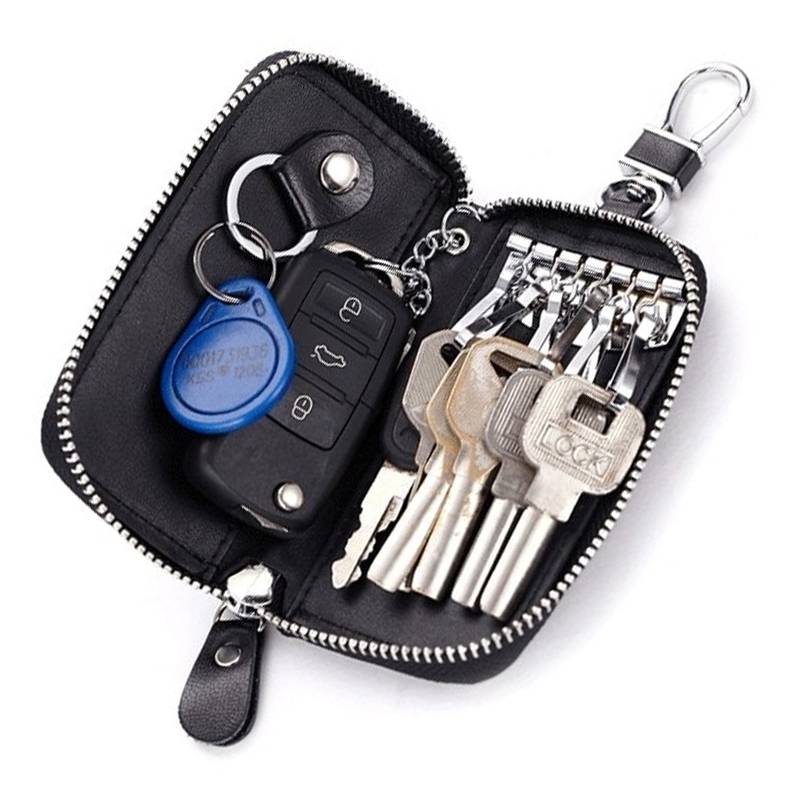 Organizador de llaves portátil, organizador de llaves con cremallera con 48  ganchos para llaves y etiquetas, almacenamiento de llaves de cuero