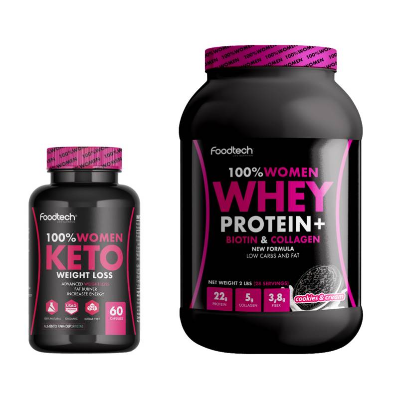 FOODTECH - Women Whey 2lb Cookies And Cream + Keto Women Weight Loss