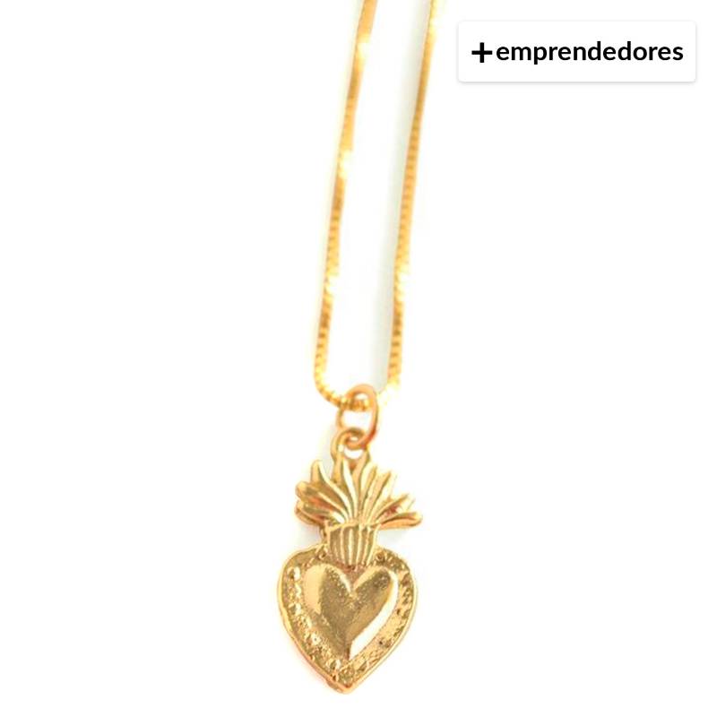 LA BENDITA JOYA - Collar Corazón Detente Piña Bañado en Oro