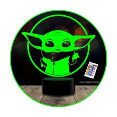 GENERICO - Lampara 3D Baby Yoda c remoto 16 color