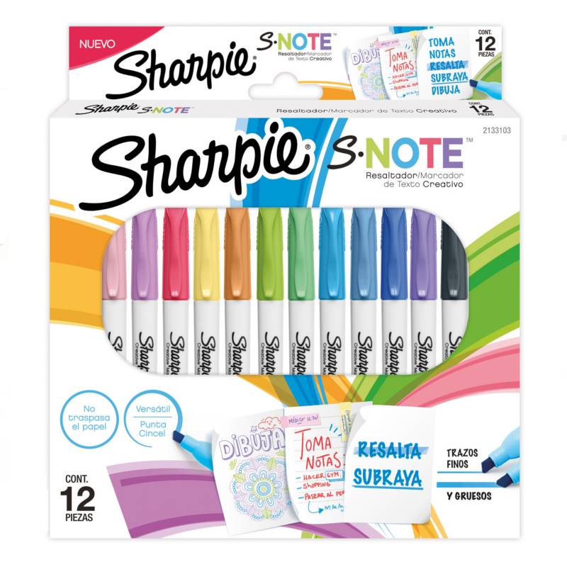 SHARPIE - Destacadores Sharpie Note Set 12 Tonos Pasteles