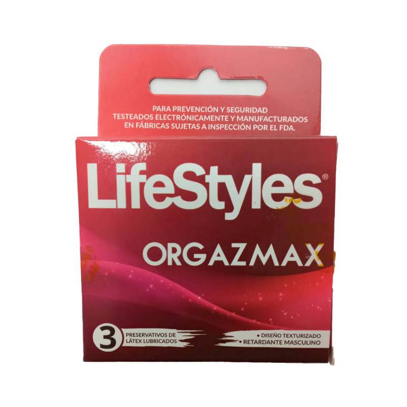 LIFESTYLES - Condones LifeStyles Orgazmax caja de 3 unidades