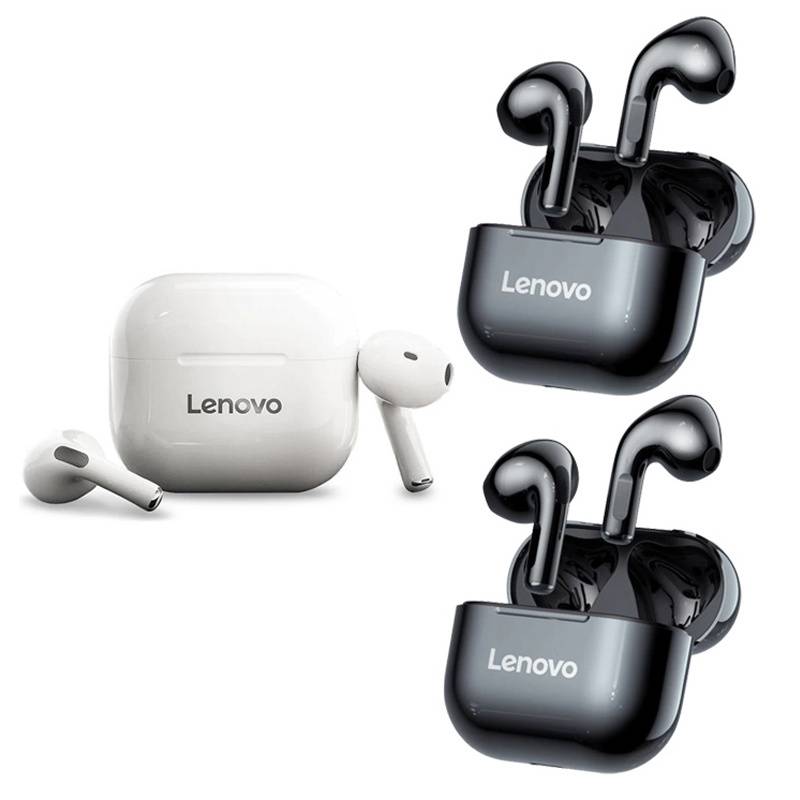 LENOVO - 3SET Lenovo LP40 De Gaming  Auriculares TWS bluetooth-2Negro1Blanco