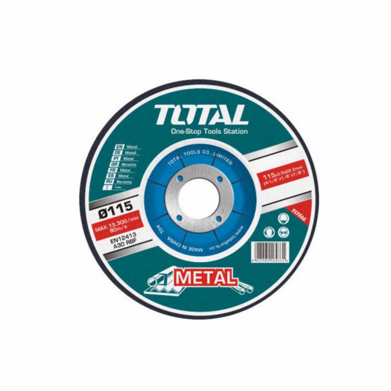 TOTAL TOOLS - Disco Corte PMetal Abrasivo 115Mm X 12Mm