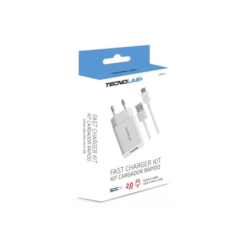 Cargador Doble USB Carga Rápida 2.4A + Cable USB-C Tecnolab®