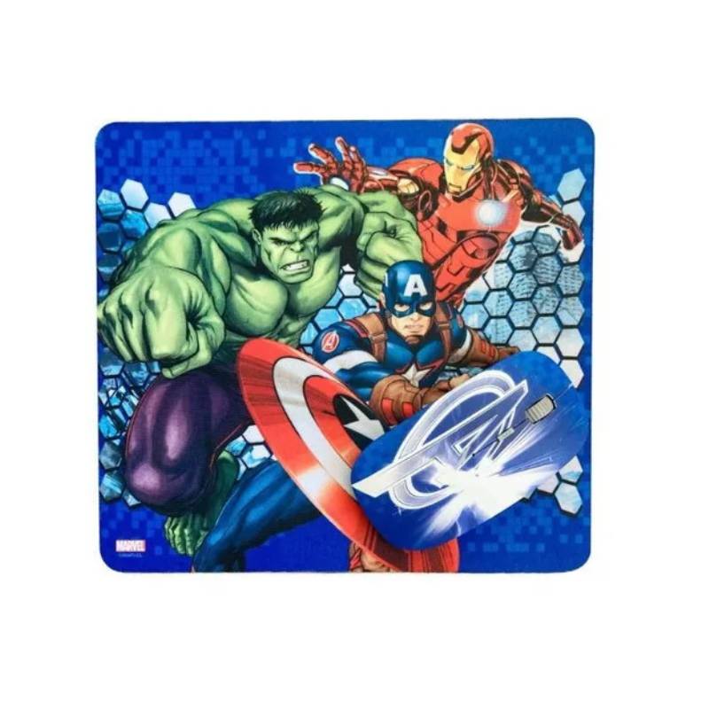 GENERICO - Mouse Inalambrico Optico Usb y MousePad Avengers Marvel