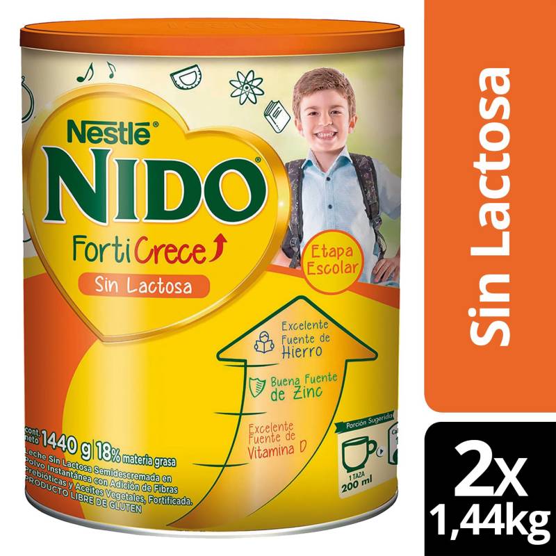 NIDO - Leche NIDO® Forticrece® SinLactosa 1440g X2 Tarros