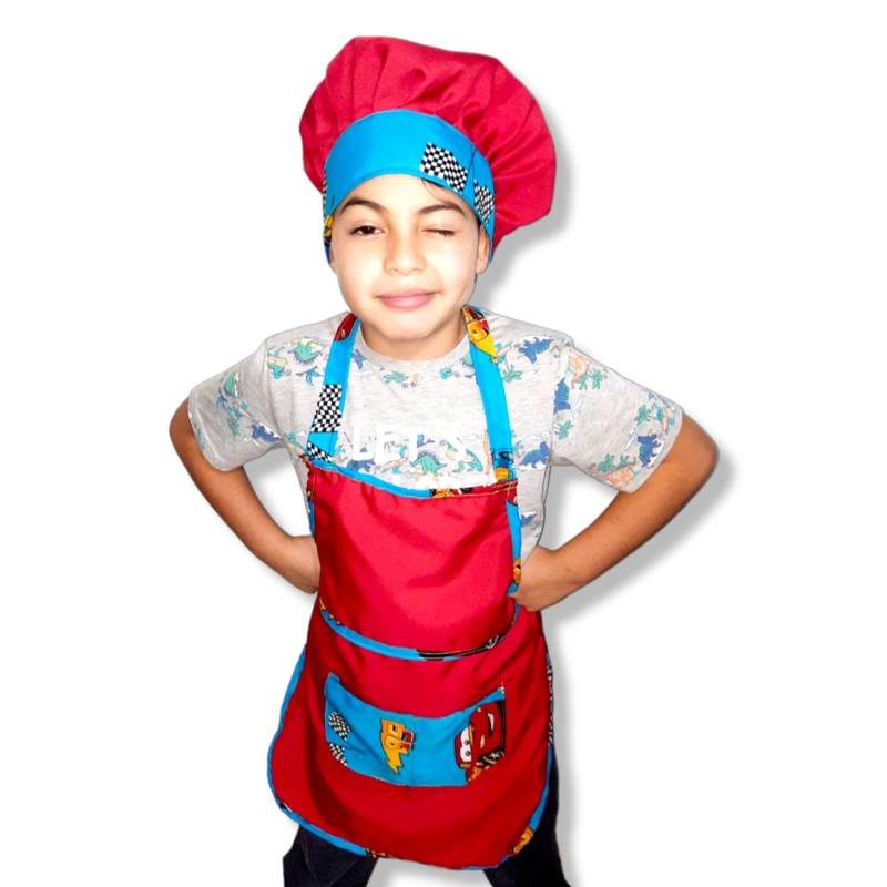 MALCREADO34401 Delantal cocina infantil mas gorro chef