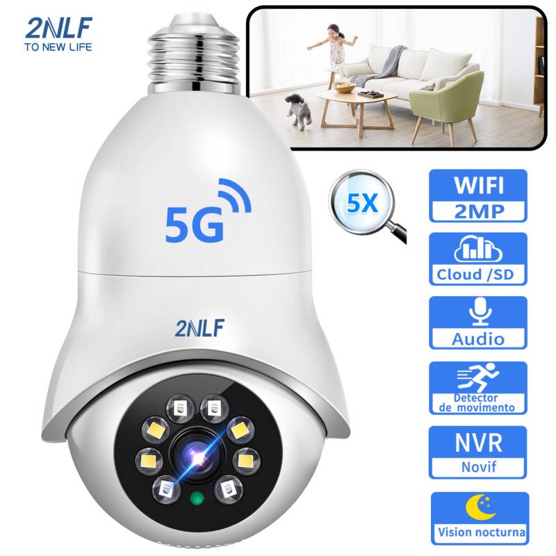2NLF - 2NLF® Cámara De Seguridad E27 Socket 360° Wifi 24g5g 1080p