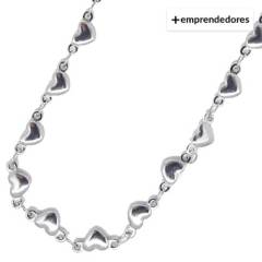 SAMANTA JOYA - Collar Plateado Diseño Corazón Horizontal 55 Cm
