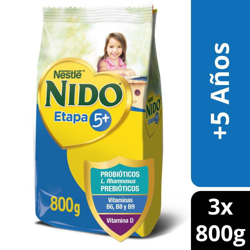 NIDO - Leche en Polvo NIDO® 5 Protectus® Avanzado Bolsa 800g X3