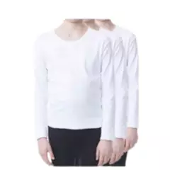 GENERICO - Pack 6 Camisetas Blancas Niño 100% Algodón Manga Larga