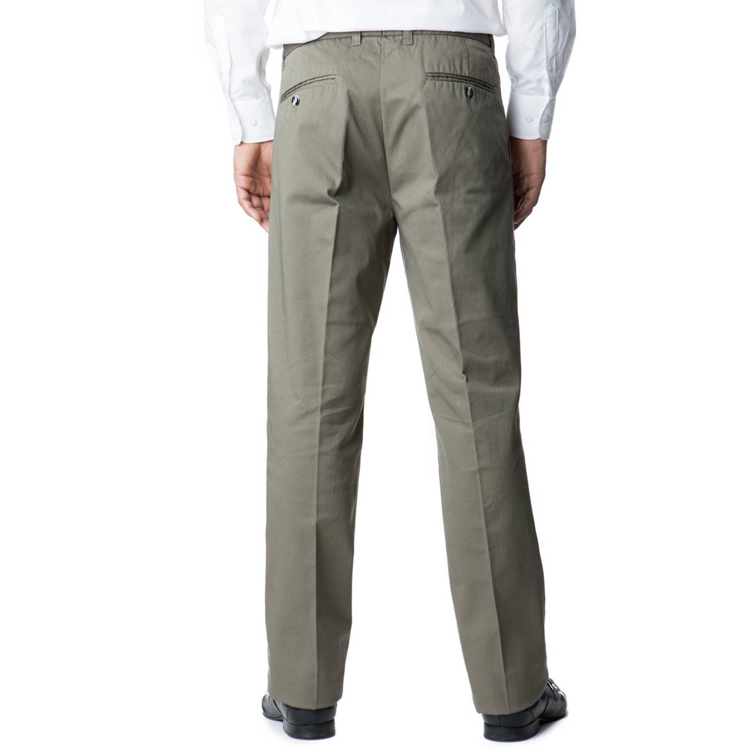 pantalón liso de gabardina sin pinzas beige