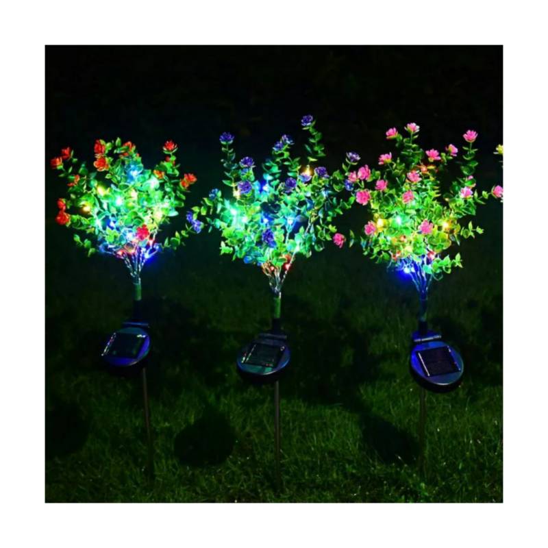 Luces Solares Led Jardin Exterior Ramo Bombillas Estaca X 2 Color Negro