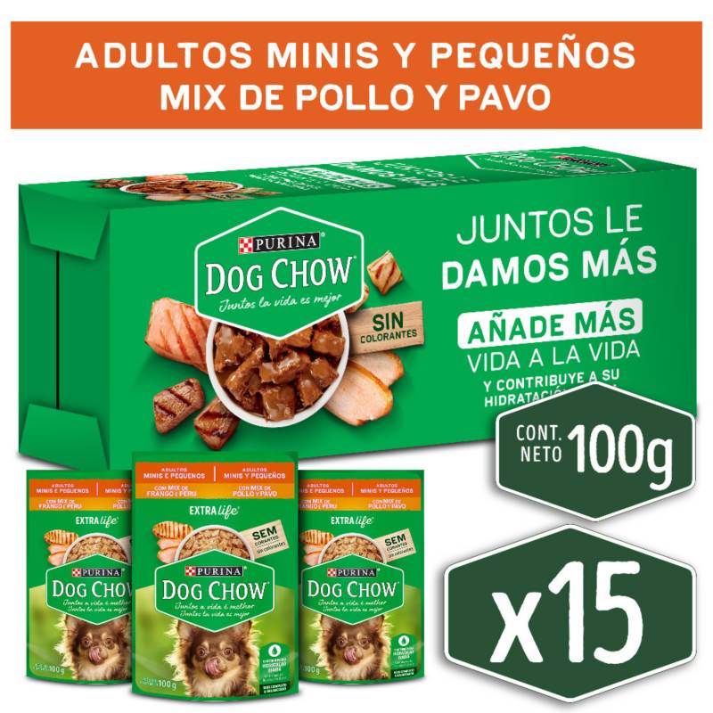 DOG CHOW - Alimento húmedo para perro DOG CHOW® Adulto MiniPequeño cPolloPavo sobre 100g